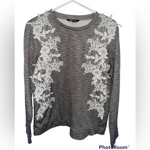 Project Runway Fleece Lined Scuba Lace Sweater | Size L